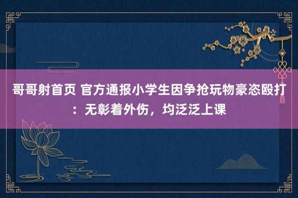 哥哥射首页 官方通报小学生因争抢玩物豪恣殴打：无彰着外伤，均泛泛上课