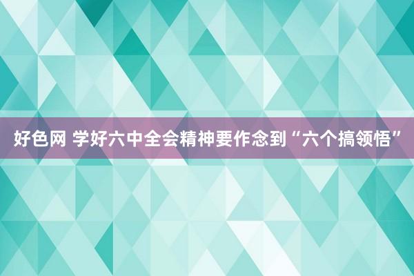 好色网 学好六中全会精神要作念到“六个搞领悟”